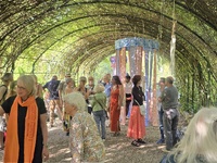 Photograph of the public opening of the Solastalgia Pavilions exhibition on 24th July 2026